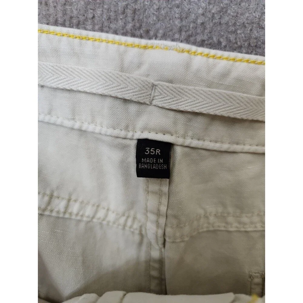 Banana Republic Dockside Pants Mens 35 Cliff Beige Linen Blend Beach Vacation